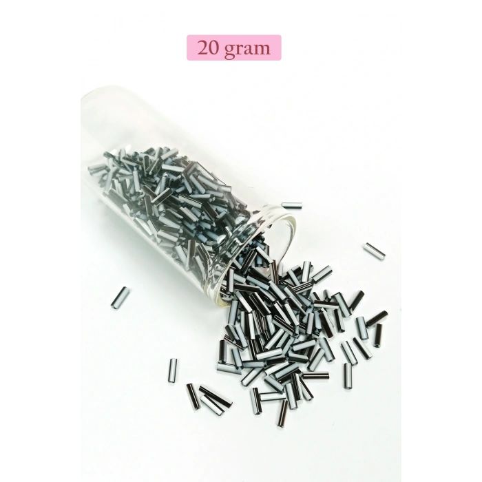 Uzun Boru Kesme Boncuk Çap 2mm Uzunluk 10 mm - 4 Renk - Toplam 80 Gram - BNC432