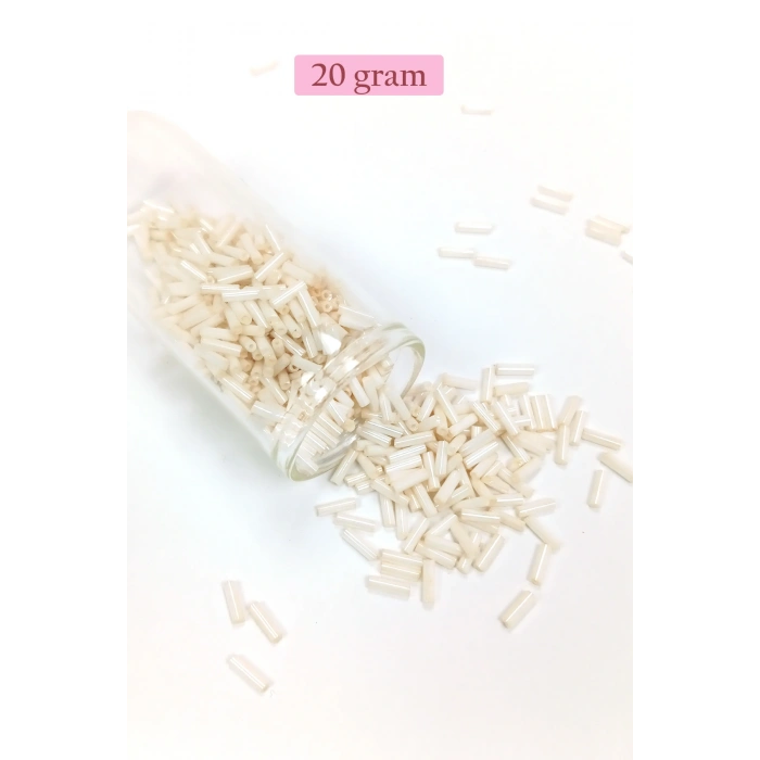 Uzun Boru Kesme Boncuk Çap 2mm Uzunluk 10 mm - 4 Renk - Toplam 80 Gram - BNC434