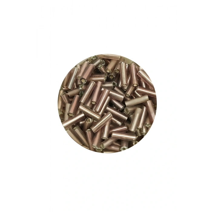 Uzun Boru Kesme Boncuk Çap 2mm Uzunluk 10 mm - 60 Gram - Koyu Bej - BNC264