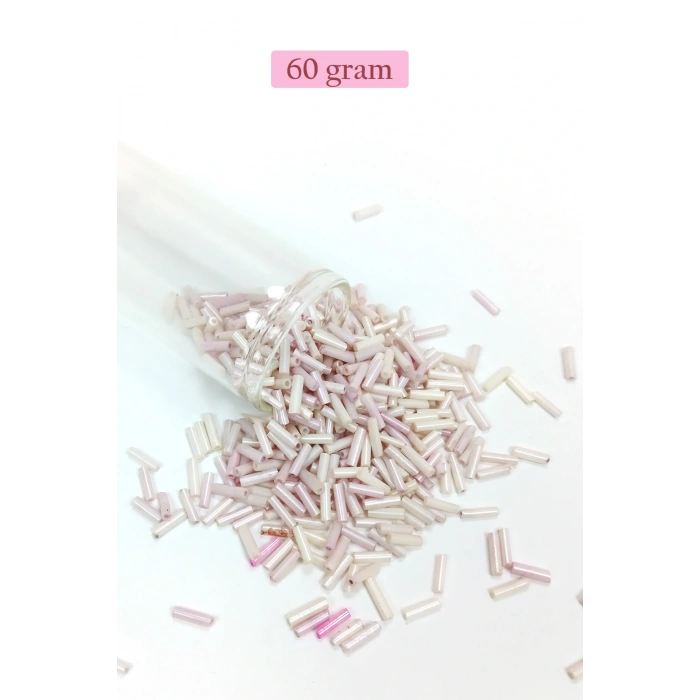 Uzun Boru Kesme Boncuk Çap 2mm Uzunluk 10 mm - 60 Gram - Mat Beyaz - BNC302