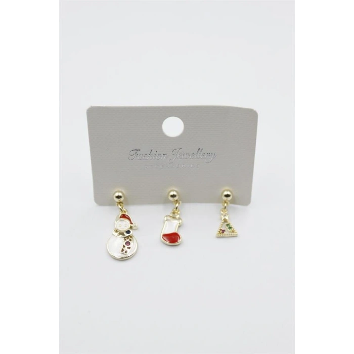 Yeni Yıl Temalı Küpe - Altın