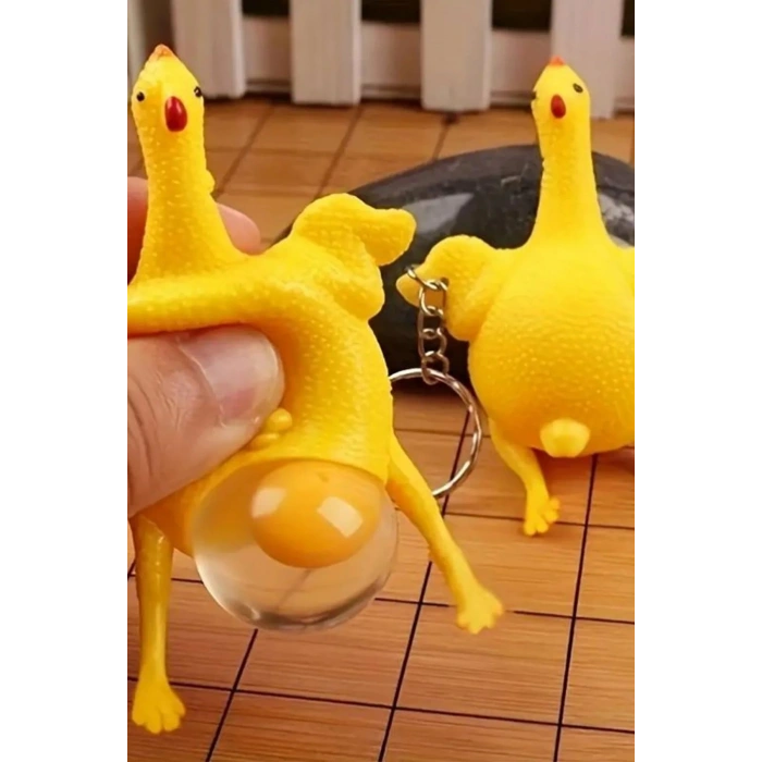 Yumurtlayan Eğlenceli Tavuk Anahtarlık Stres Topu Hediyelik Oyuncak Çanta Süsü