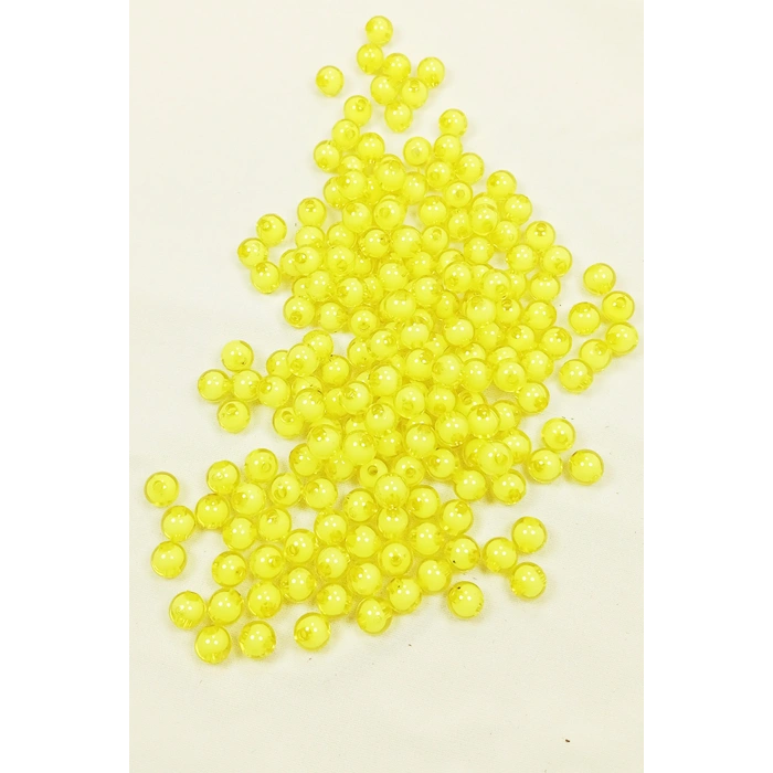 Yuvarlak Boncuk İçten Boncuklu Bileklik Çanta Boncuğu 8 mm 50 gr Sarı - BNC467
