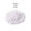 100 gram 12mm Beyaz Renk Plastik İnci Boncuk Çanta ve Takı Yapım Boncuğu (~80 adet)
