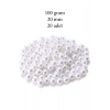 100 gram 20mm Beyaz Renk Plastik İnci Boncuk Çanta ve Takı Yapım Boncuğu (~20 adet)