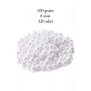 100 gram 8mm Beyaz Renk Plastik İnci Boncuk Çanta ve Takı Yapım Boncuğu (~320 adet)