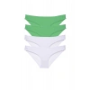 4 adet Eko Set Likralı Kadın Slip Külot Yeşil Beyaz