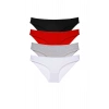 4 adet Süper Eko Set Likralı Kadın Slip Külot Siyah Kırmızı Gri Beyaz