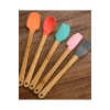 5&#39;li Renkli Ahşap Saplı Silikon Uçlu Spatula Fırçalı Kaşık Seti -yemek Hazırlık Seti 21 Cm