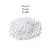 50 gram 14mm Beyaz Renk Plastik İnci Boncuk Çanta ve Takı Yapım Boncuğu (~27 adet)