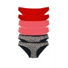 6 Adet Likralı Kadın Slip Külot Leopar Kırmızı Fuşya