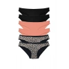 6 Adet Likralı Kadın Slip Külot Leopar Siyah Pudra