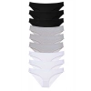 9 adet Süper Eko Set Likralı Kadın Slip Külot Siyah Gri Beyaz