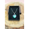 Azurit Doğal Taşı Zincirli El Yapımı Kolye Uç: 2 cm Zincir: 20 cm Kutulu