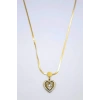 Baget Taşlı  Kalp Kolye - Altın