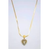 Baget Taşlı  Kalp Kolye - Altın