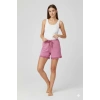 Bambu Fitilli Kadın Ev Şortu Bacak Dantel Detaylı Ev Giyim Pembe