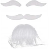 Beyaz Renk Kendinden Yapışkanlı Takma Sakal Bıyık Ve Kaş Seti