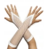 Beyaz Renk Parmak Arası File Örgü Eldiven 26 Cm