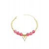 Boncuklu Kalp Bileklik - Pembe