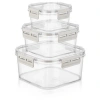 BUFFER® 3lü Pratik Silikon Contalı Sızdırmaz Kapaklı Sağlam İstiflenebilir Saklama Kapları
