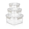 BUFFER® 3lü Pratik Silikon Contalı Sızdırmaz Kapaklı Sağlam İstiflenebilir Saklama Kapları