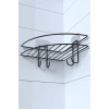 BUFFER® Yapışkanlı Banyo Köşeliği Kancalı Köşe Rafı Duş Şampuanlık Duvar Düzenleyici Organizer Raf