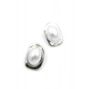 İnci Oval Küpe - Gümüş