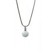 Kalsedon Doğal Taşı Zincirli El Yapımı Kolye Uç: 1,5 cm Zincir: 20 cm Kutulu