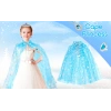 Karlar Ülkesi Elsa Frozen Mavi Pelerin – 80 Cm Kar Desenli Çocuk Pelerini ( Taç Hariç )