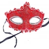 Kırmızı Renk Gözler Kristal Taşlı Dantelli Parti Maskesi 11x17 Cm