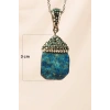 Lapis Doğal Taşı Zincirli El Yapımı Kolye Uç: 3 cm Zincir: 20 cm Kutulu
