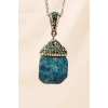 Lapis Doğal Taşı Zincirli El Yapımı Kolye Uç: 3 cm Zincir: 20 cm Kutulu