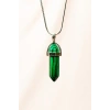 Malahit Doğal Taşı Zincirli El Yapımı Tasarımlı Kolye Uç: 3,5 cm Zincir: 20 cm Kutulu