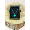 Malakit Doğal Taşı Zincirli El Yapımı Kolye Uç: 1,5 cm Zincir: 20 cm Kutulu