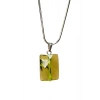 Moldavit Doğal Taşı Zincirli El Yapımı Kolye Uç: 2 cm Zincir: 20 cm Kutulu