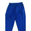 Parlak Kadife Cepli Pantolon Eşofman Pijama Altı Unisex Lastikli Paça Mavi