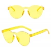 Sert Mika Oval Şekilli Çerçevesiz Sarı Gözlük Retro Parti 5x14 Cm
