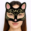 Siyah Renk Süet Kaplama Üzeri Pembe Sarı Simli Kedi Maskesi 17x14 Cm