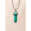Turkuaz Doğal Taşı Zincirli El Yapımı Kolye Uç: 3 cm Zincir: 20 cm Kutulu