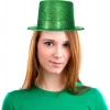 Yeşil Renk Parıltılı Simli Fötr Silindir Parti Şapkası