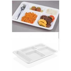1 Adet  5 Bölmeli Kırılmaz Tabldot Tabak Self Servis Yemekhane Okul Lokanta Tabildot (40 Cm X28 Cm)