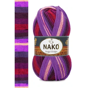 1 Adet Vega Stripe Premium Akrilik El Örgü İpi Yünü No: 82412