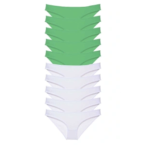 10 adet Eko Set Likralı Kadın Slip Külot Yeşil Beyaz