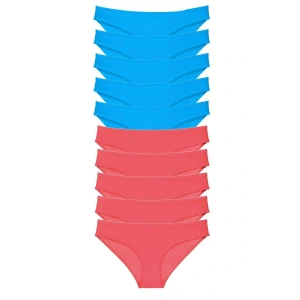 10 adet Süper Eko Set Likralı Kadın Slip Fuşya Mavi