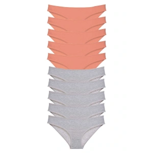 10 adet Süper Eko Set Likralı Kadın Slip Külot Pudra Gri