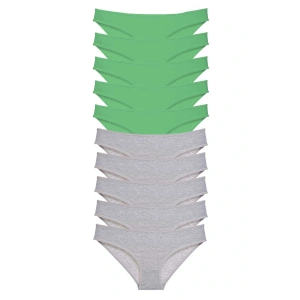 10 adet Süper Eko Set Likralı Kadın Slip Külot Yeşil Gri