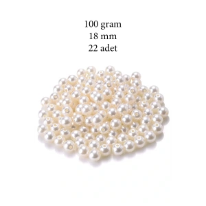 100 gram 18mm Krem Renk Plastik İnci Boncuk Çanta ve Takı Yapım Boncuğu (~22 adet)