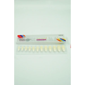 12 Adet Badem Tırnak Tak Ve Çık Kendinden Yapışkanlı Takma Tırnak Krem