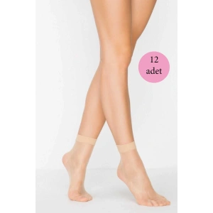 12 Adet Kadın Ten Süper 15 Mat Soket Çorap Açık Ten